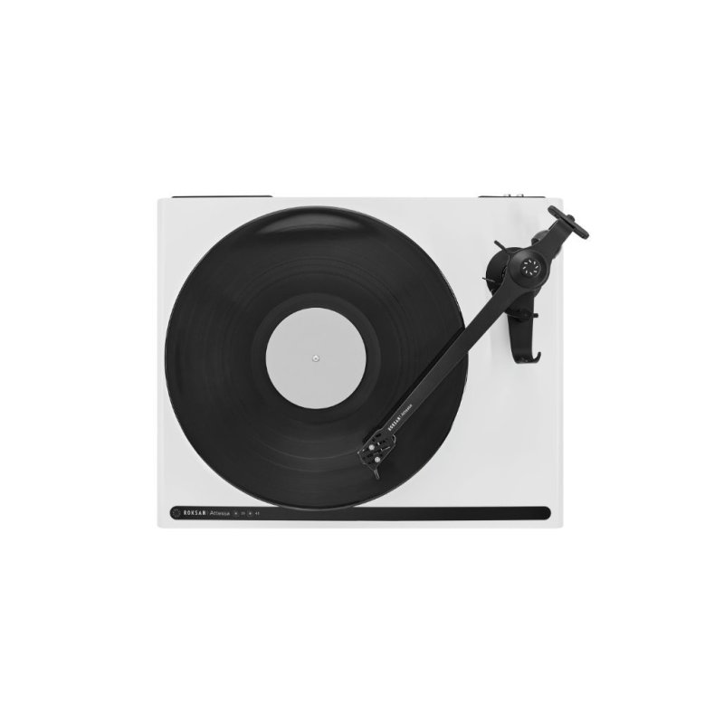Roksan Attessa Turntable White — top view with record