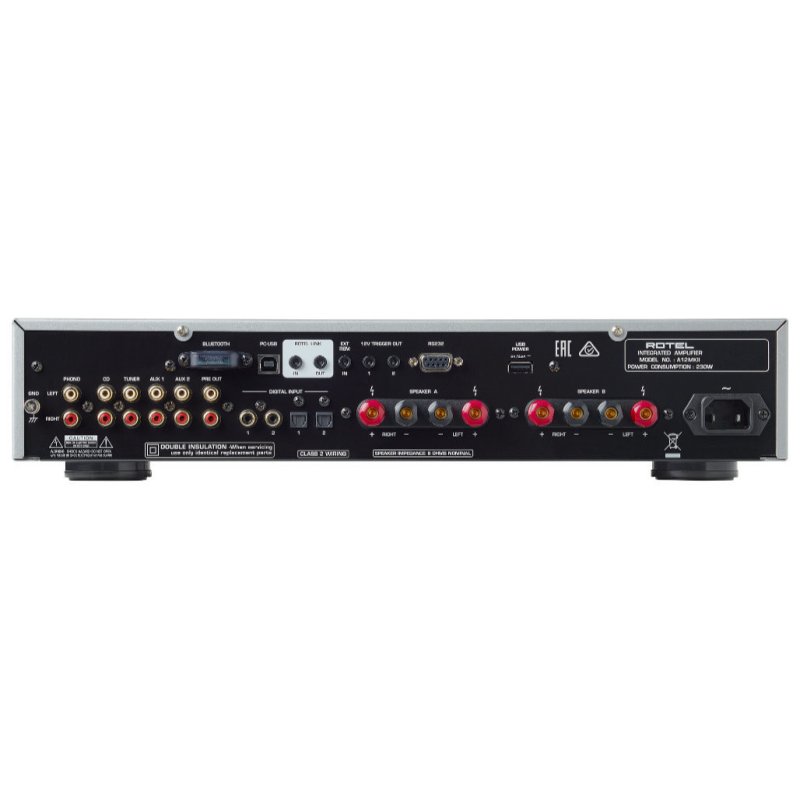 Rotel A12 MKII Integrated Amplifier Silver — rear panel