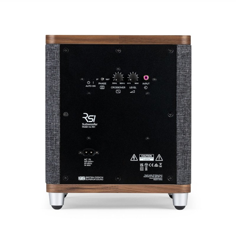 Ruark RS1 Subwoofer rear panel and connections