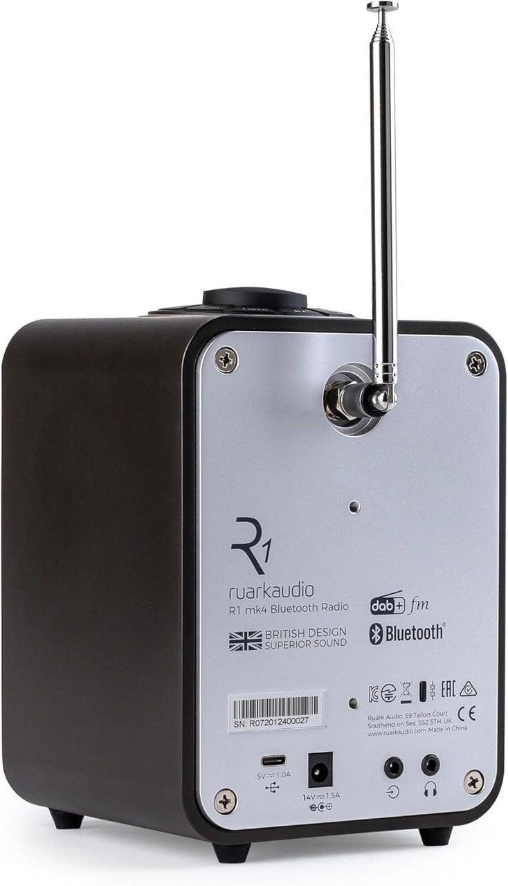 Ruark R1 Mk4 Deluxe Bluetooth Radio Espresso — rear panel showing connections