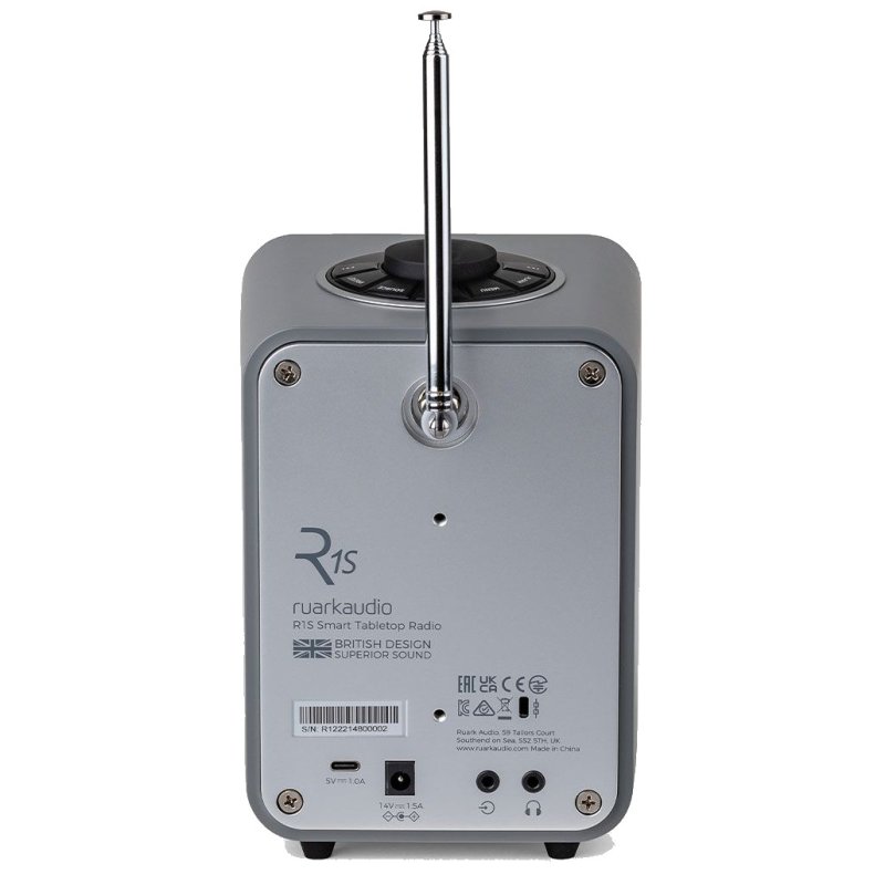 Ruark R1S Smart Radio Mid Grey — rear panel