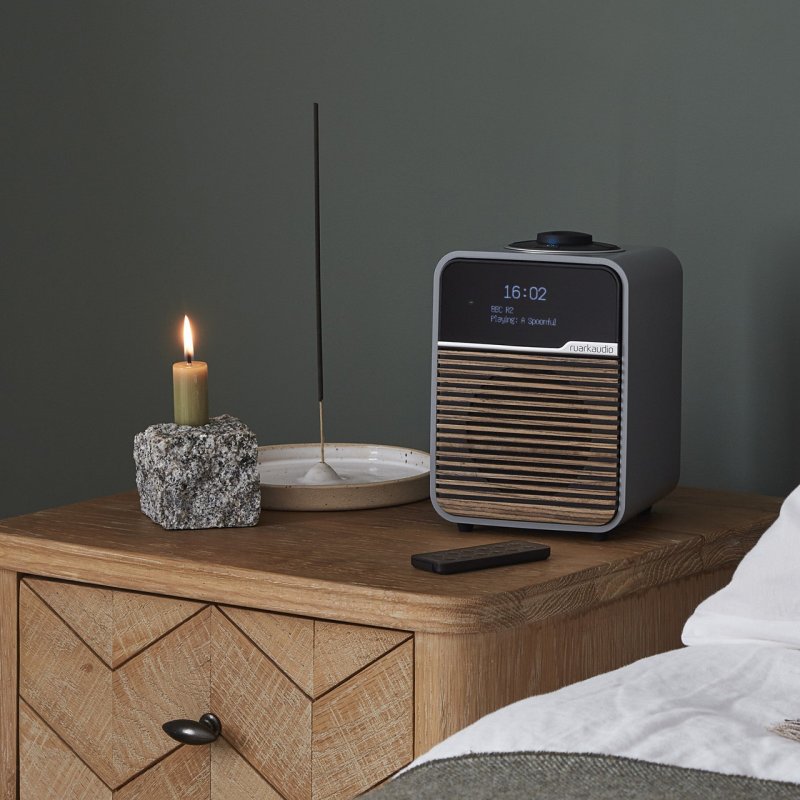 Ruark R1S Smart Radio Mid Grey — lifestyle (bedroom)