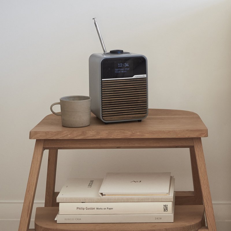 Ruark R1S Smart Radio Mid Grey — lifestyle (side table)