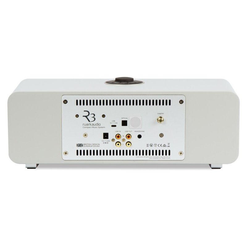 Ruark R3S Wireless Music System (Soft Grey) — rear connections