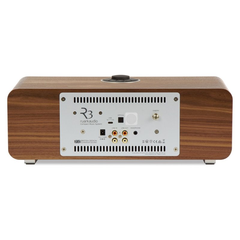 Ruark R3S Compact Music System (Rich Walnut) — rear connections