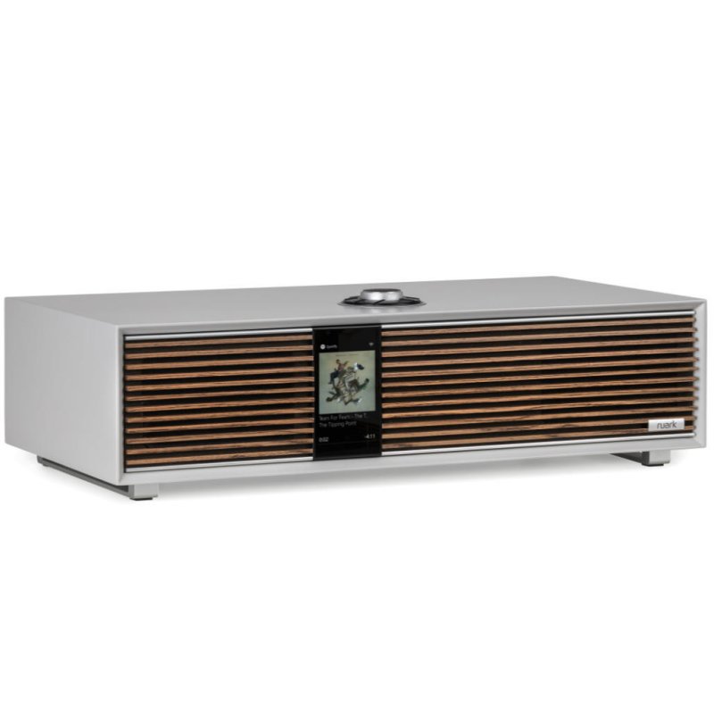 Ruark R410 Wireless Streaming System Soft Grey — three-quarter front view