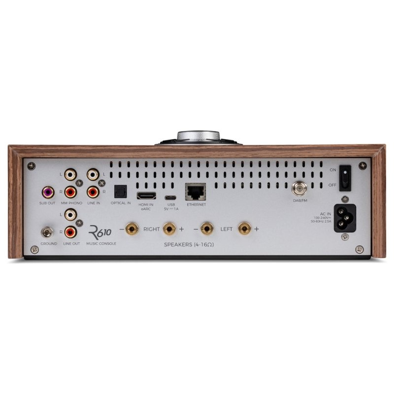 Ruark R610 Music Console Fused Walnut — rear panel