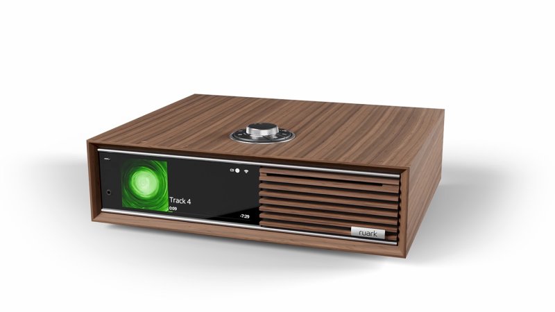 Ruark R710 CD Hi-Fi Console in Fused Walnut, angled view