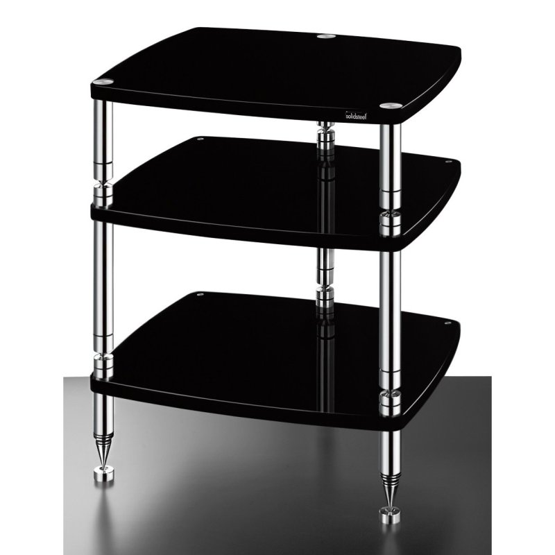 Solid Steel HF-3 Hi-Fi Rack (Gloss Black) — front view