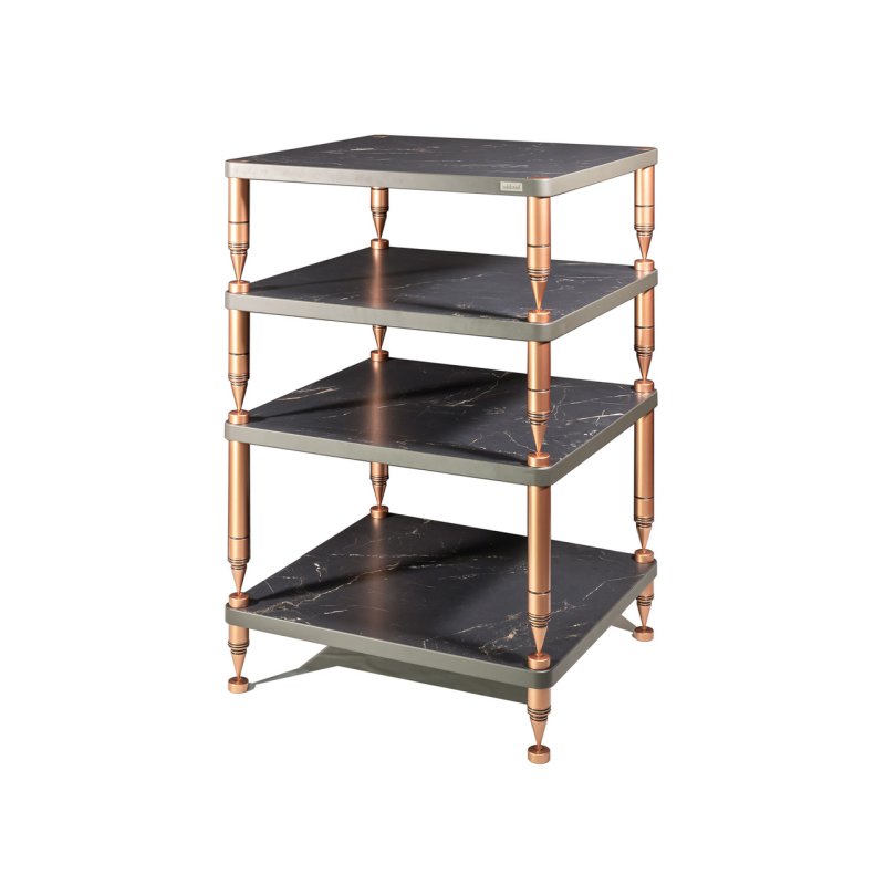 Solid Steel HP-4 Ceramic Hi-Fi Rack (Slate Black) — Atlantic Black with copper frame