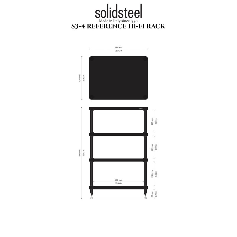 Solid Steel S3-4 Hi-Fi Rack — dimensions diagram