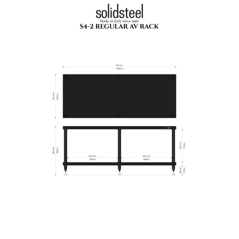 Solid Steel S4-2 Hi-Fi Rack (Black) — dimensions diagram