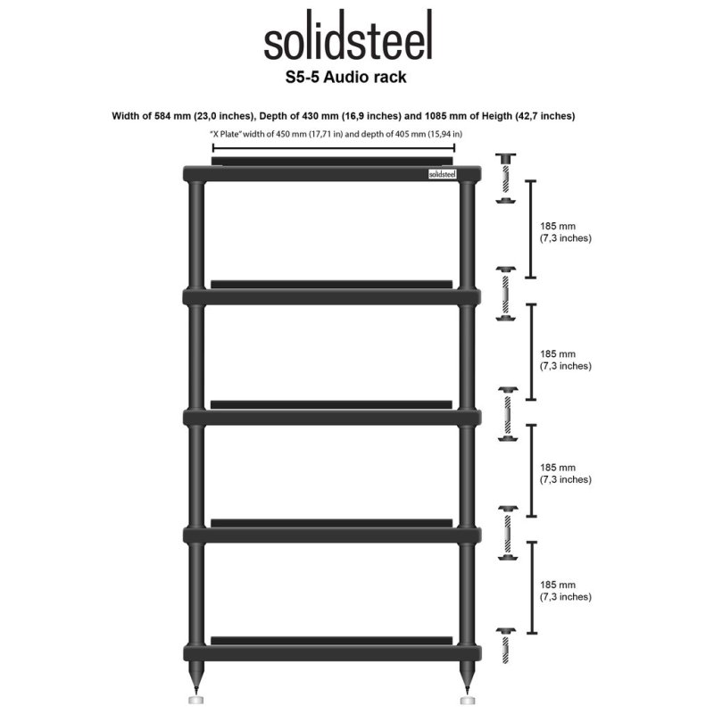 Solid Steel S5-5 Hi-Fi Rack (Black) — dimensions diagram