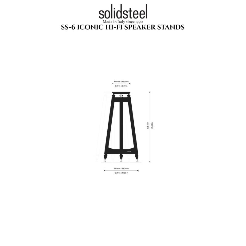 Solid Steel SS-6 Speaker Stands (Black) (Pair) — dimensions diagram