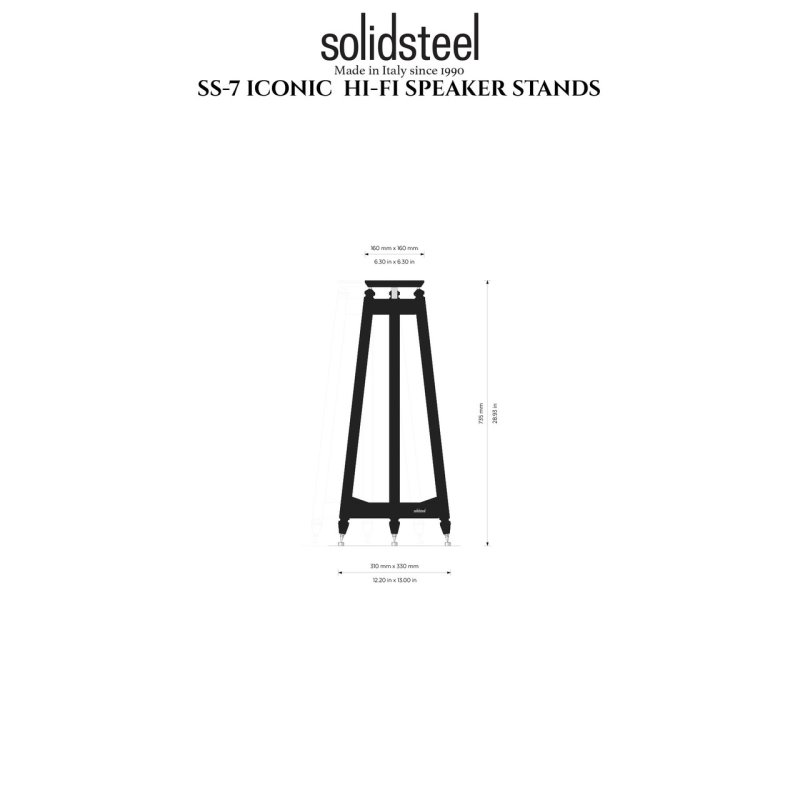 Solid Steel SS-7 Speaker Stands (Black) (Pair) — dimensions diagram