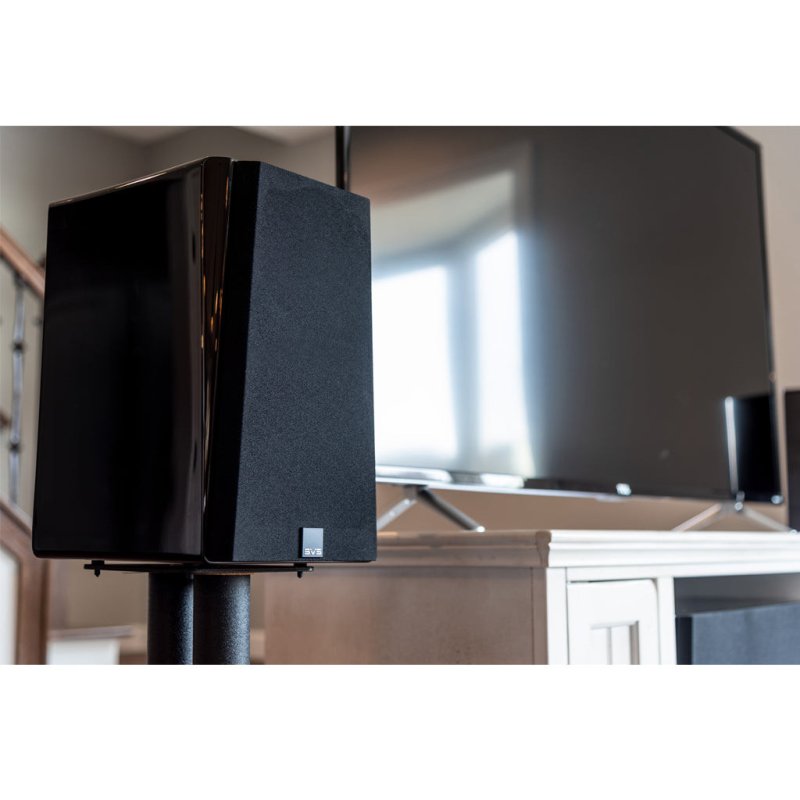 SVS Prime Bookshelf Speaker - Black Ash (Pair) — lifestyle rear angle