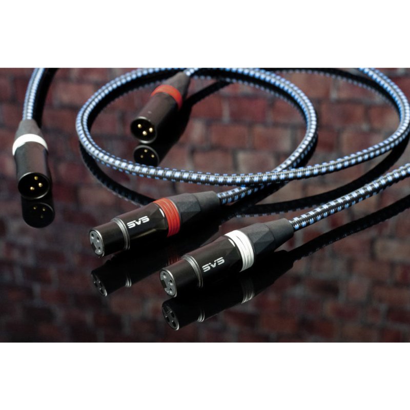 SVS SoundPath Balanced XLR Audio Cable - pair of cables on lifestyle background