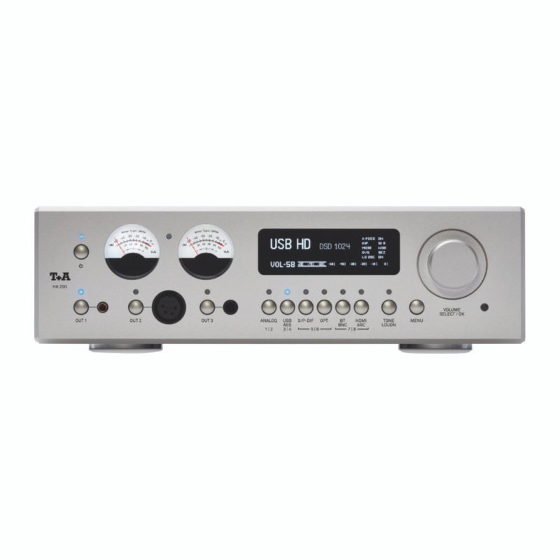 T+A Solitaire HA 200 Headphone Amplifier Silver - full front view