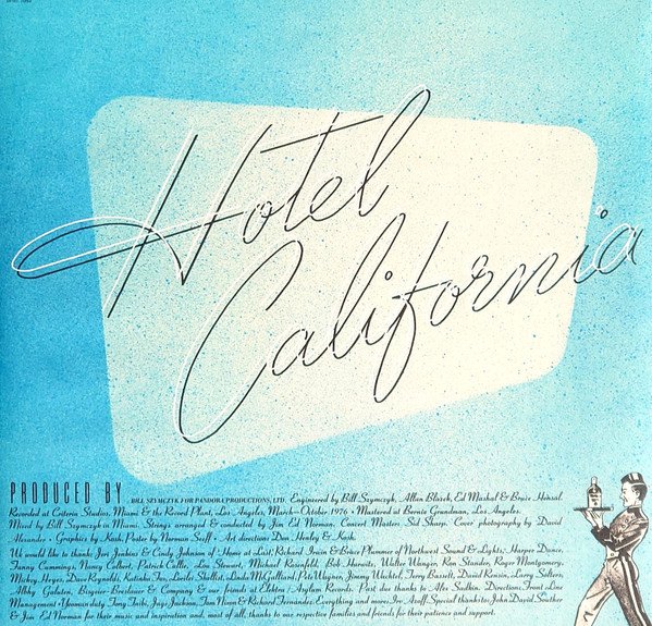 Eagles Hotel California LP inner sleeve production credits