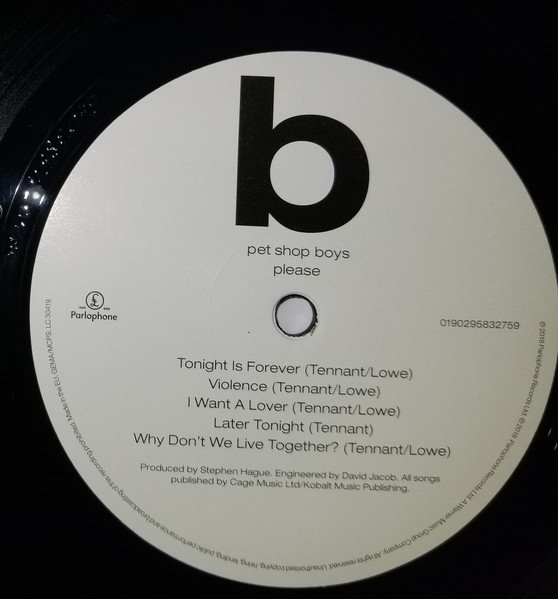 Parlophone record label, side B, with side two tracklisting