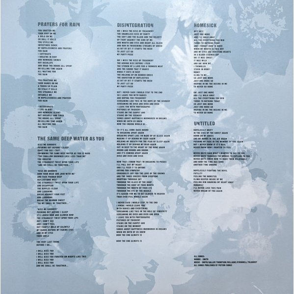 The Cure - Disintegration (2LP) Vinyl, printed lyric bag with side C and side D lyrics