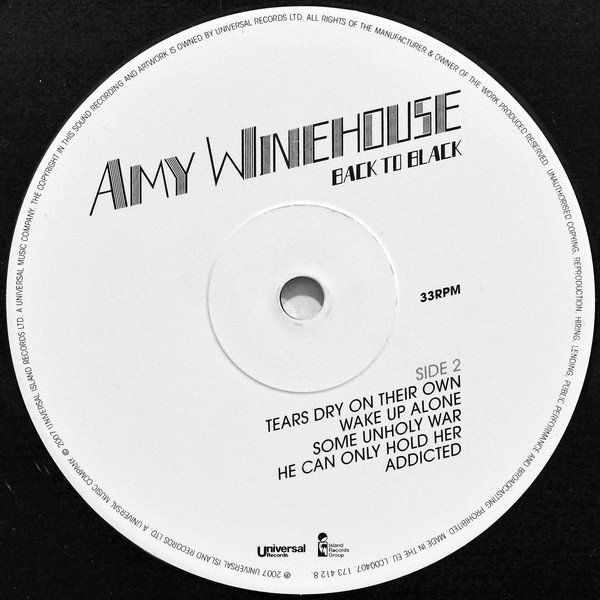 Island and Universal record label on side two, black vinyl