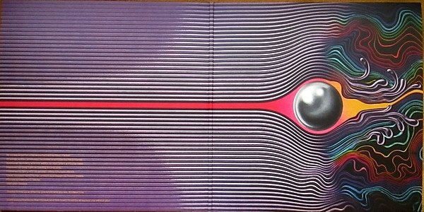 Inner gatefold spread with the Currents artwork and credits
