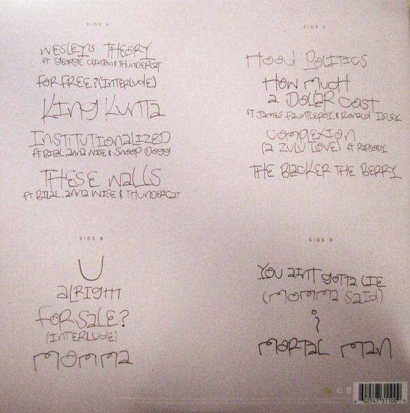 Rear sleeve showing the running order for sides A to D