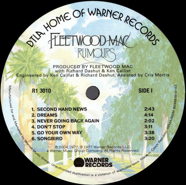 Warner Records side one label on black vinyl, catalogue number R1 3010