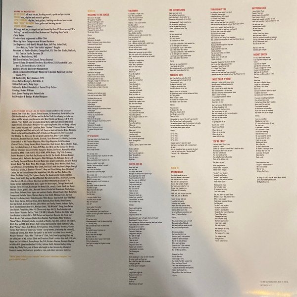 Printed inner sleeve with lyrics and credits