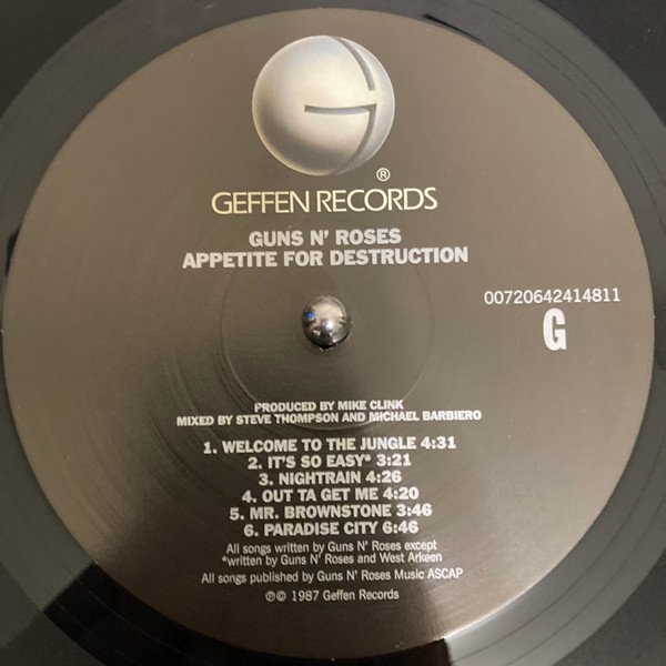 Geffen record label, side G