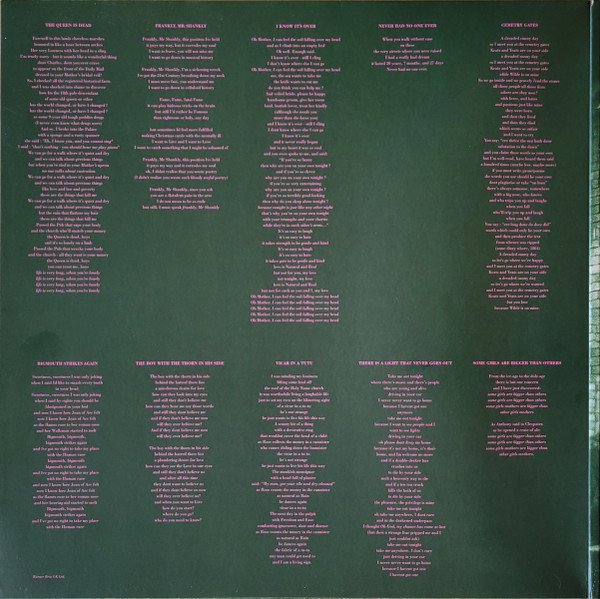The Smiths The Queen Is Dead LP gatefold interior with lyrics