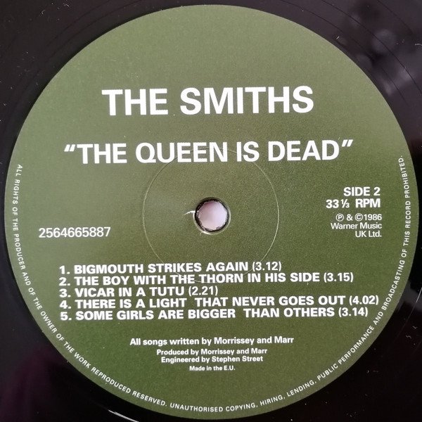 The Smiths The Queen Is Dead LP side 2 record label