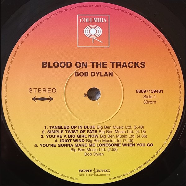 Bob Dylan - Blood On The Tracks (LP) Vinyl, side one record label