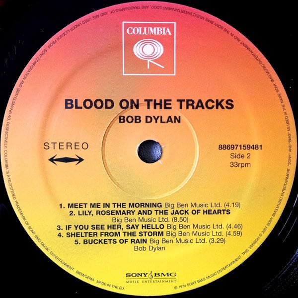 Bob Dylan - Blood On The Tracks (LP) Vinyl, side two record label