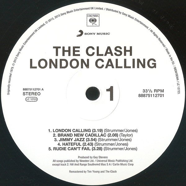 The Clash - London Calling [180g] (2LP) Vinyl, side one Columbia record label on black vinyl