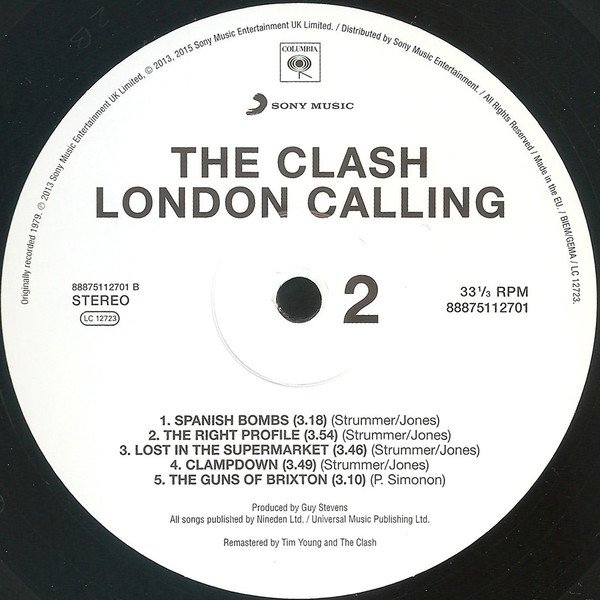 The Clash - London Calling [180g] (2LP) Vinyl, side two Columbia record label on black vinyl