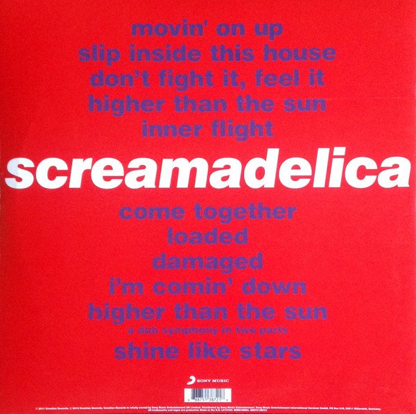 Primal Scream Screamadelica 2LP rear sleeve with track listing