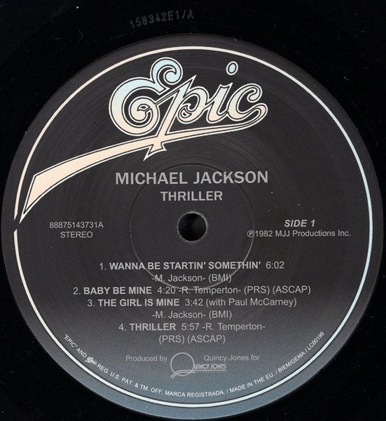 Epic record label on side 1, black vinyl