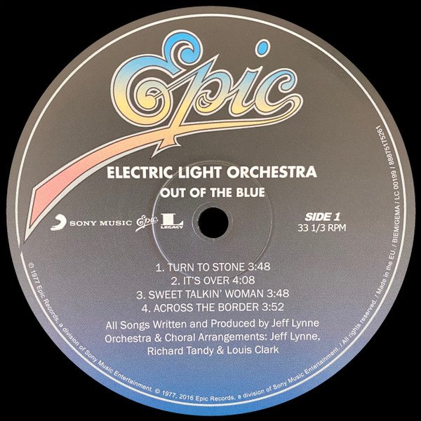 Electric Light Orchestra Out of the Blue 2LP record label side one
