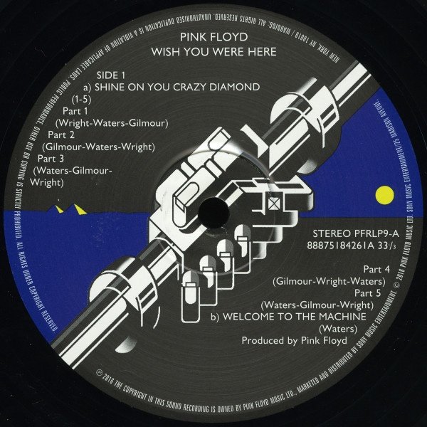 Pink Floyd Wish You Were Here LP side 1 record label