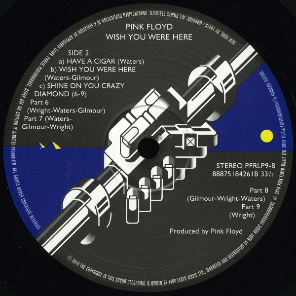 Pink Floyd Wish You Were Here LP side 2 record label