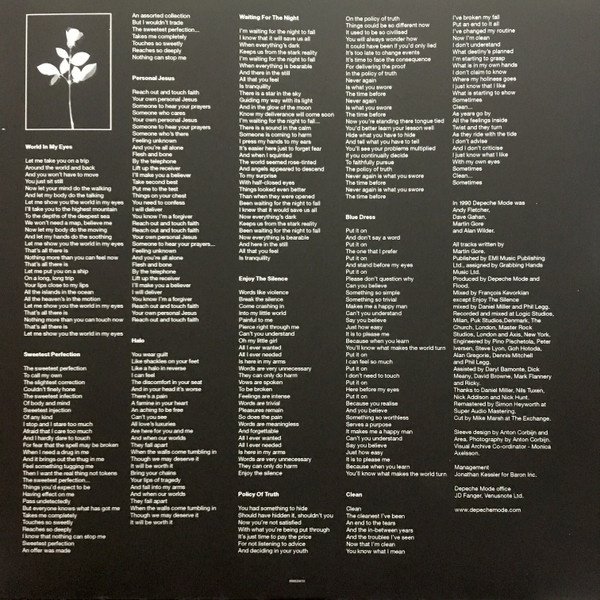 Depeche Mode Violator 180g LP printed inner sleeve with lyrics and credits