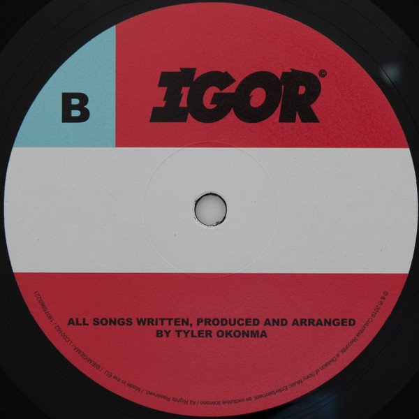 Tyler, The Creator - IGOR (LP) Vinyl, side B Columbia record label on black vinyl