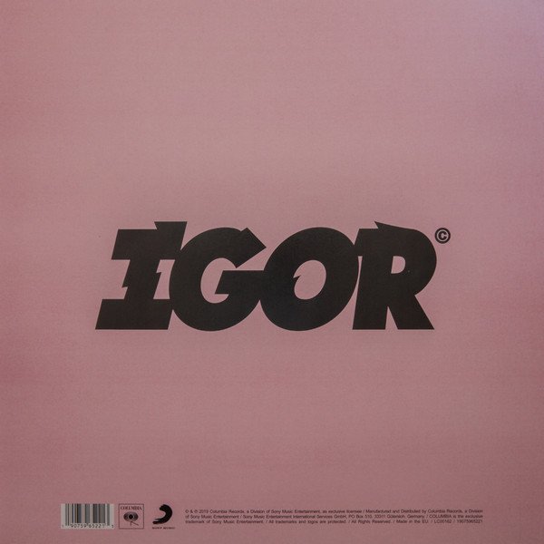 Tyler, The Creator - IGOR (LP) Vinyl, rear sleeve with the IGOR logo, Columbia and Sony Music credits