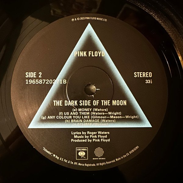 Pink Floyd The Dark Side of the Moon LP side 2 record label