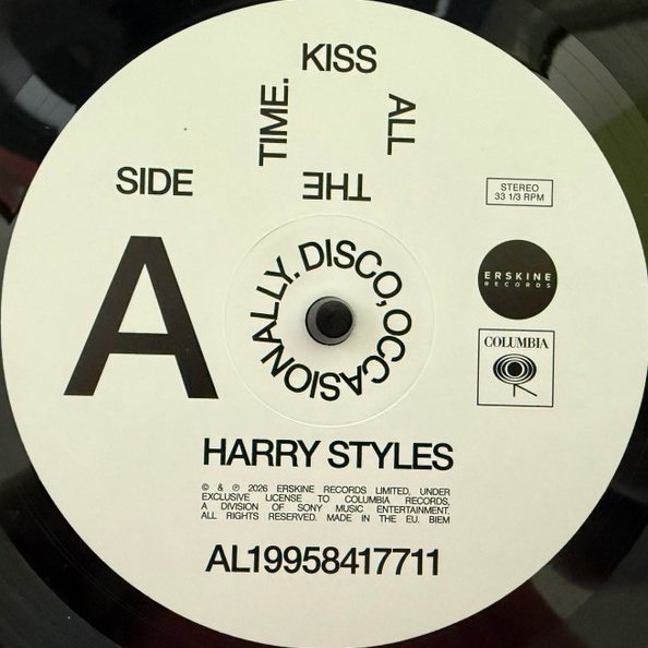 Erskine Records and Columbia side A label on the black vinyl LP