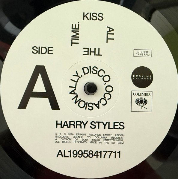 Harry Styles - Kiss All The Time. Disco, Occasionally. [180g, Gatefold, Poster] (LP) Vinyl - Columbia Side A Record Label