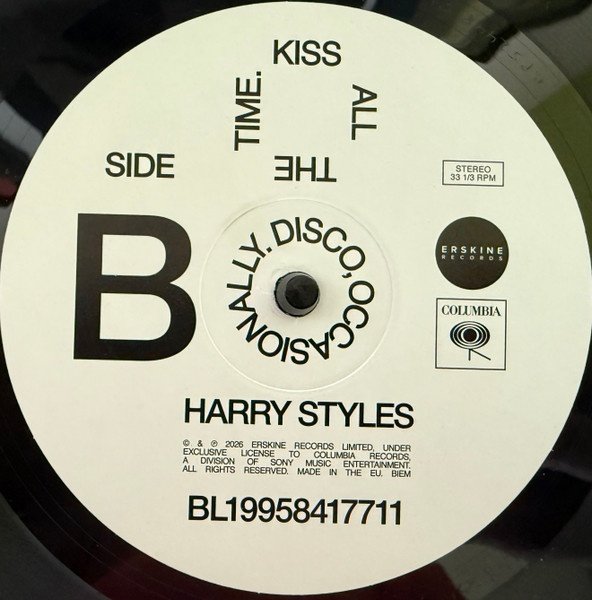 Harry Styles - Kiss All The Time. Disco, Occasionally. [180g, Gatefold, Poster] (LP) Vinyl - Columbia Side B Record Label