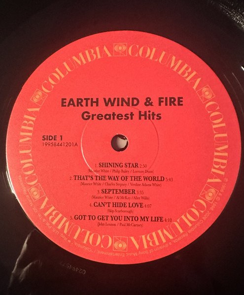 Earth, Wind & Fire - Greatest Hits (2LP) Vinyl - Columbia Side One Record Label